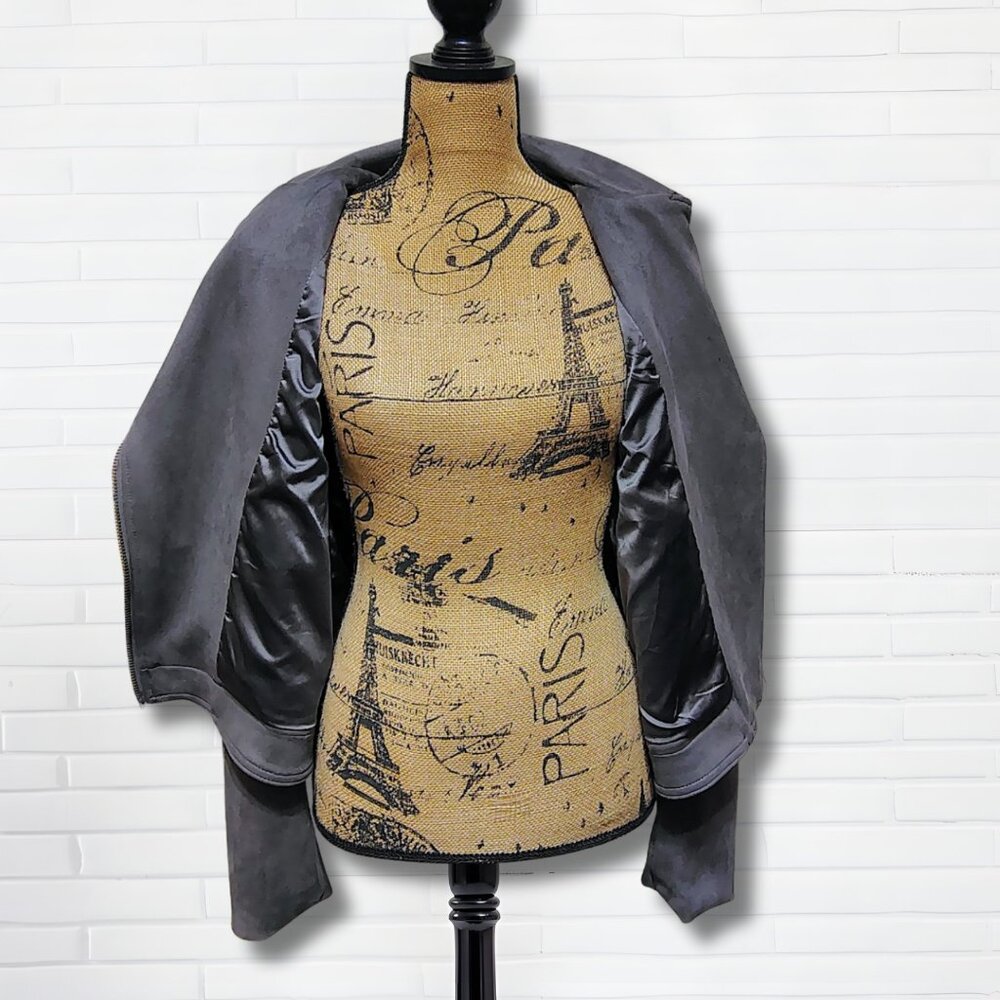 Philosophy Republic Clothing Faux Suede Moto Jacket Gray | Size L - Picture 3 of 6